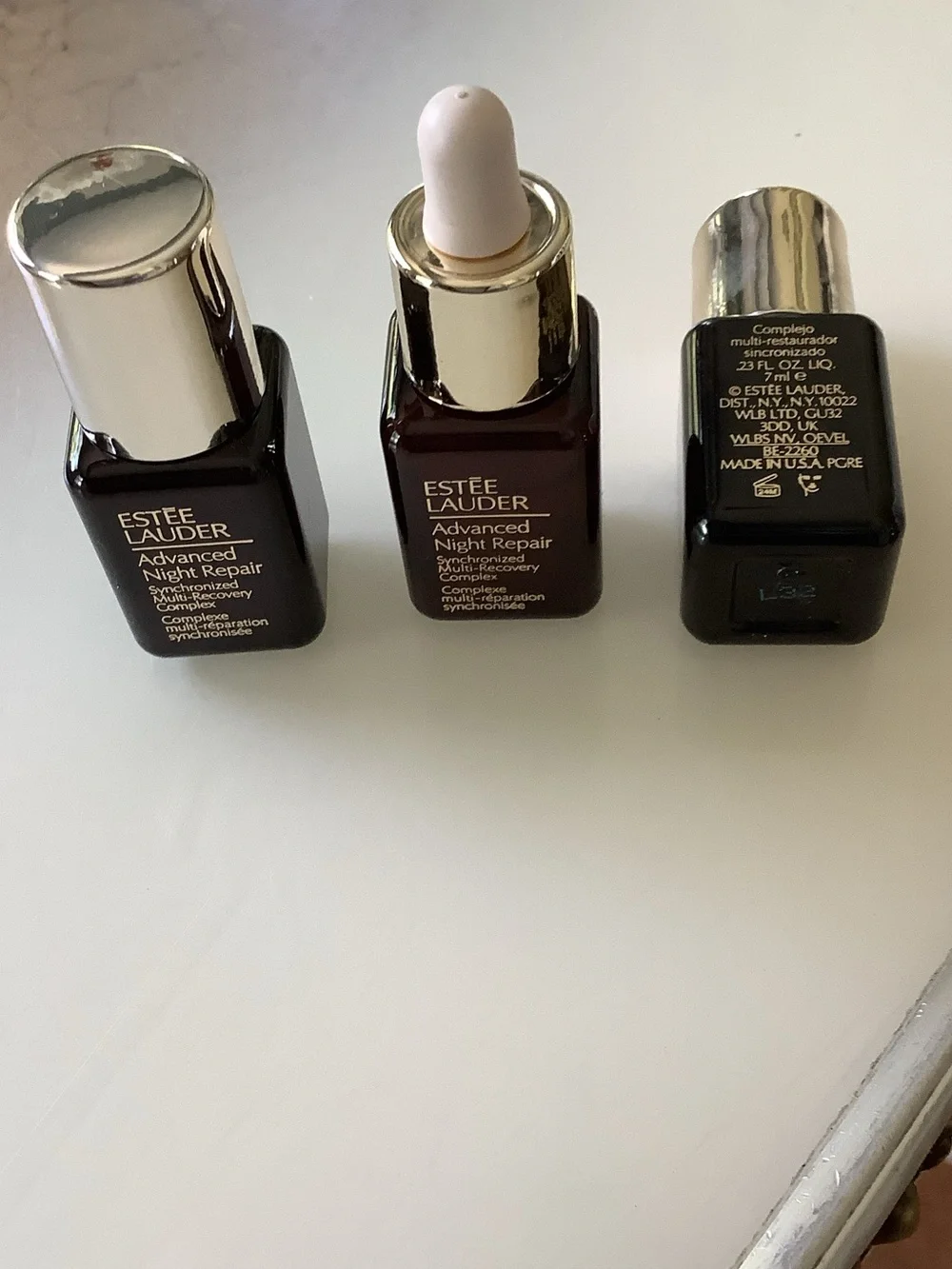 Estee Lauder Advanced Night Repair Serums - Dark Brown & Gold Caps - Picture 2 of 2